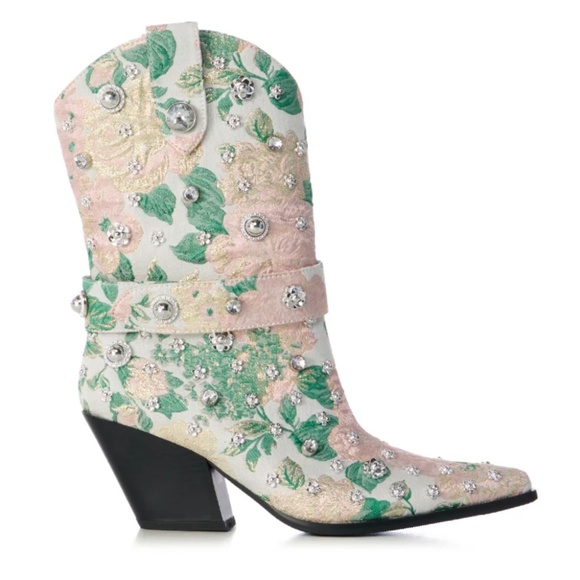 Floral Embellished Ankle Boots - Picture 2 of 7